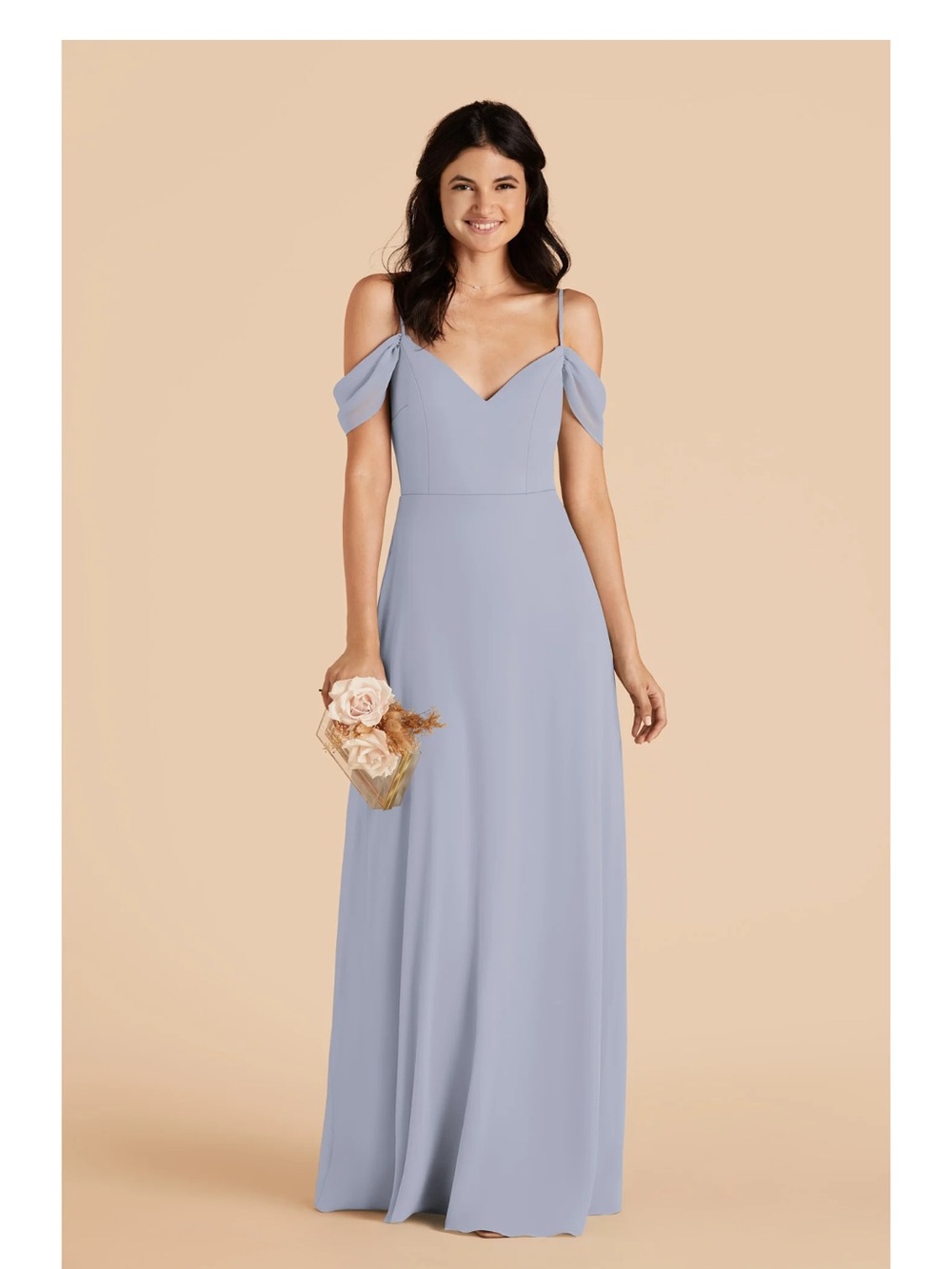Cold-Shoulder V-Neck Maxi Dress in periwinkle blue